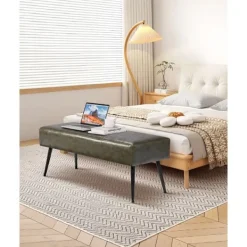 DUOKU Balkongmöbler>Bänk - - CWD0016CA-KD-GRÖN - PU-läder - 110 x 40 x 43 cm - 300 kg