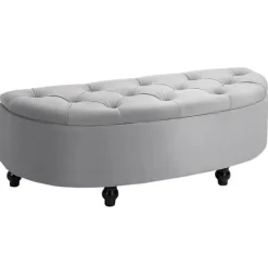 Northio Pallar>Bänk Förvaring Pall Förvaringslåda Fotpall Velvet Touch Gummi Trä Grå Sovrum