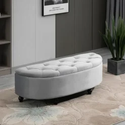 Northio Pallar>Bänk Förvaring Pall Förvaringslåda Fotpall Velvet Touch Gummi Trä Grå Sovrum