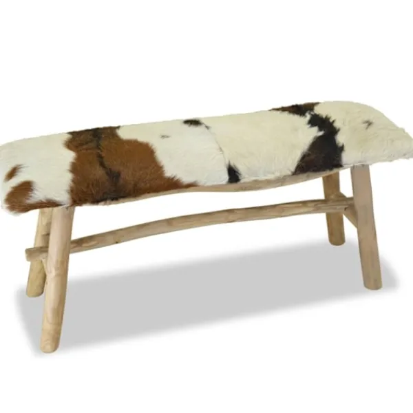 vidaXL Balkongmöbler>Bänk getskinnsläder teak