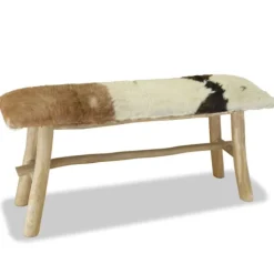 vidaXL Balkongmöbler>Bänk getskinnsläder teak