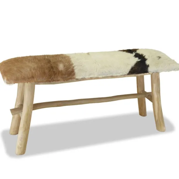 vidaXL Balkongmöbler>Bänk getskinnsläder teak