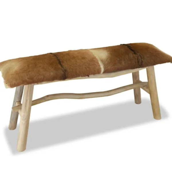 vidaXL Balkongmöbler>Bänk getskinnsläder teak