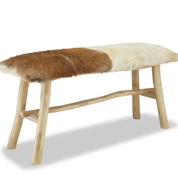 vidaXL Balkongmöbler>Bänk getskinnsläder teak