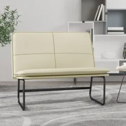 vidaXL Balkongmöbler>Bänk gräddvit 100x75x76 cm konstläder