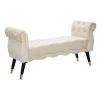 B2X Balkongmöbler>Bänk i krämfärgad sammet, guldfinish, 120x40x60 cm