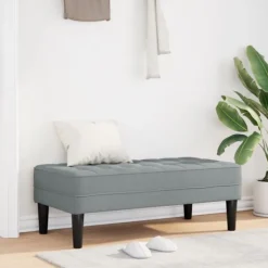 vidaXL Balkongmöbler>bänk med kudde Ljusgrå 113 x 57 x 39 cm tyg