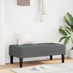 vidaXL Balkongmöbler>bänk med kudde Mörkgrå 113 x 57 x 39 cm tyg