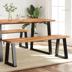 vidaXL Matgrupper>Bänk med levande kant 140 cm massivt akaciaträ