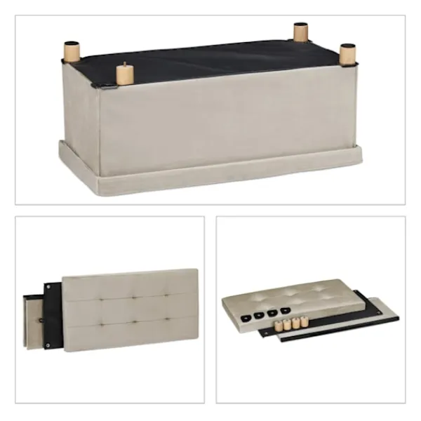 B2X Kistor & Koffertar>Bänk med sammetsöverdrag och träfötter