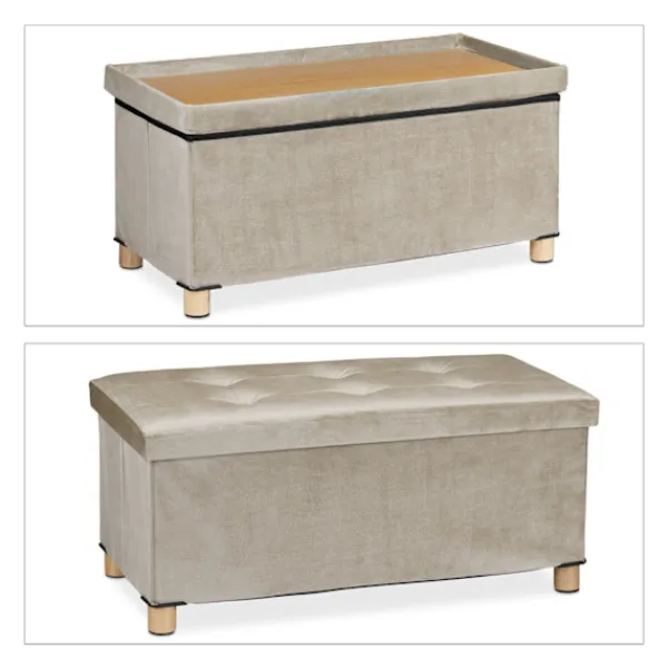 B2X Kistor & Koffertar>Bänk med sammetsöverdrag och träfötter