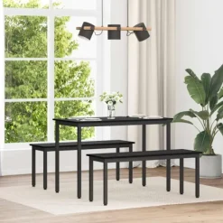 vidaXL Matgrupper>bänk Svart Ek 110 x 35 x 45 cm Konstruerat trä