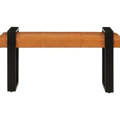 vidaXL Balkongmöbler>Bänk svart och brun 110 cm äkta getskinn