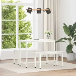 vidaXL Matgrupper>bänk Vit 80 x 35 x 45 cm Massiv furu