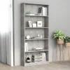 vidaXL Hyllor>Bokhylla 5 hyllor betonggrå 80x24x175 cm konstruerat trä