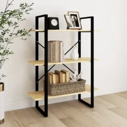 vidaXL Hyllor>Bokhylla 3 hyllplan 80x30x105 cm massiv furu