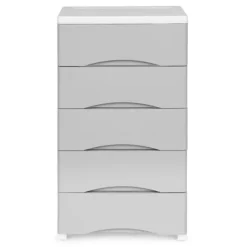 Northio Byråer>Bokhylla med 5 utdragbara lådor, ben med hjul - grå