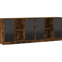 vidaXL Sideboards>Bokhylla med dörrar rökfärgad ek 204x37x75 cm konstruerat trä