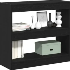 vidaXL Hyllor>Bokskåp 2 pcs Svart Ek 80 x 30 x 72 cm Konstruerat trä