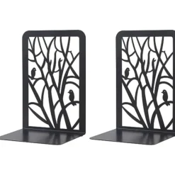 OCEAN Hyllor>Bokstöd i Metall (Svart), 1 Par Bokstöd för Barn, Träddesign