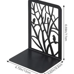 OCEAN Hyllor>Bokstöd i Metall (Svart), 1 Par Bokstöd för Barn, Träddesign