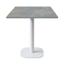 Matbord>Bord 70 x 70 cm - modell Rund fot vit grå rost