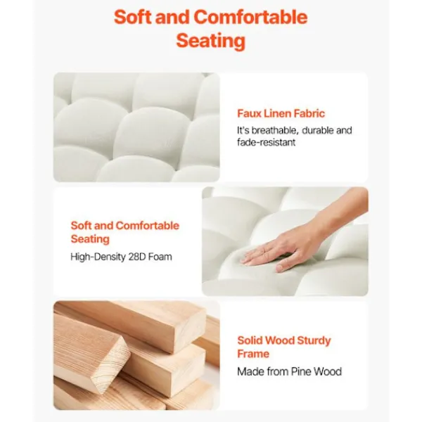 DUOKU Sittpuffar>Bordsskiva - - CWD0101CA-KD-BEIGE - Fyrkantig - Klädd i Lin - Kapacitet 181,44 kg