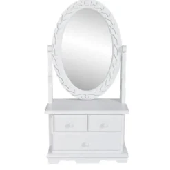 vidaXL Sminkbord>Bordsspegel med justerbar oval spegel MDF