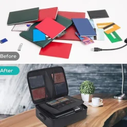 Kontorsmöbler>Brandsäker Dokumentväska med Lås Hemmakontor Resa Brandsäker och Vattentät Säkerhetsbox Portabel Hablack