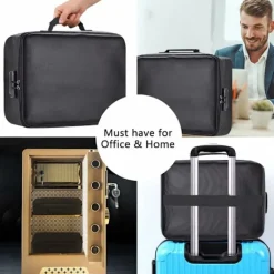 Kontorsmöbler>Brandsäker Dokumentväska med Lås - Vattentät Förvaringsväska för Hem, Kontor, Resor-XF10-