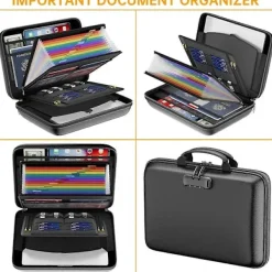 Kontorsmöbler>Brandsäker filorganisatör med lås, brandsäker dokumentbox med hårt skal och 13 dragspelsfack