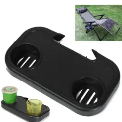 Balkongmöbler>Bärbar hopfällbar stol sidobord, strandstol brickhållare