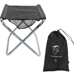 Pallar>Bärbar hopfällbar utomhuspall Aluminiumlegering Campingpall Plus Size Silvergrå