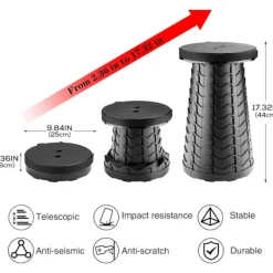 Pallar>Bärbar teleskopisk pall, 2:a generationens hopfällbar pall för camping