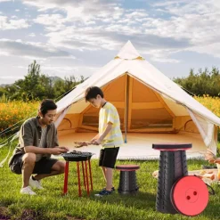 Pallar>Bärbar Teleskopisk Pall, Justerbara Fällbara Stolar för Utomhusresor Camping Fiske Vandring Trädgårdsarbete Inomhus RÖD