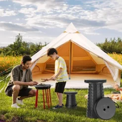 Pallar>Bärbar Teleskopisk Pall, Uppgraderad Hopfällbar Campingpall Justerbar Blå