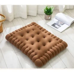 Sittpuffar>(Brun) 1 st Bedårande Faux Biscuit Rektangulär Sittdyna för Stol, Golv, Bar, Spelrum Elfenben