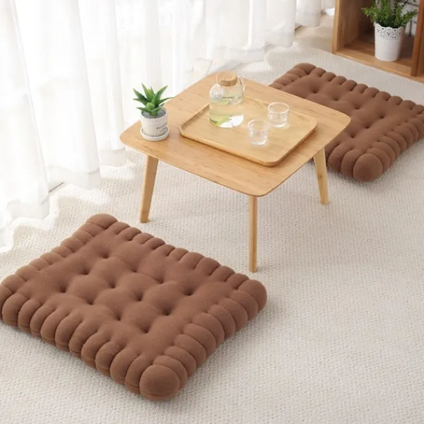 Sittpuffar>(Brun) 1 st Bedårande Faux Biscuit Rektangulär Sittdyna för Stol, Golv, Bar, Spelrum Elfenben