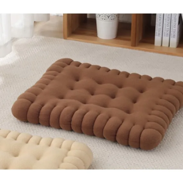 Sittpuffar>(Brun) 1 st Bedårande Faux Biscuit Rektangulär Sittdyna för Stol, Golv, Bar, Spelrum Elfenben