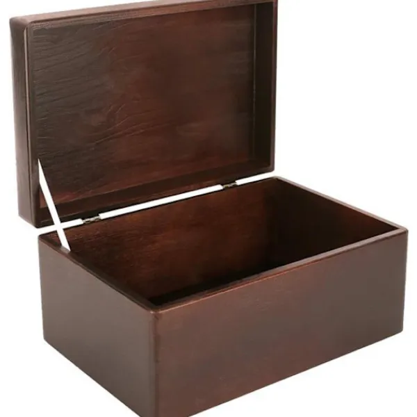 CREATIVE DECO Kistor & Koffertar>Brun träförvaringslåda - 30 x 20 x 14 cm - med lock - Box Crate Trunk Coff