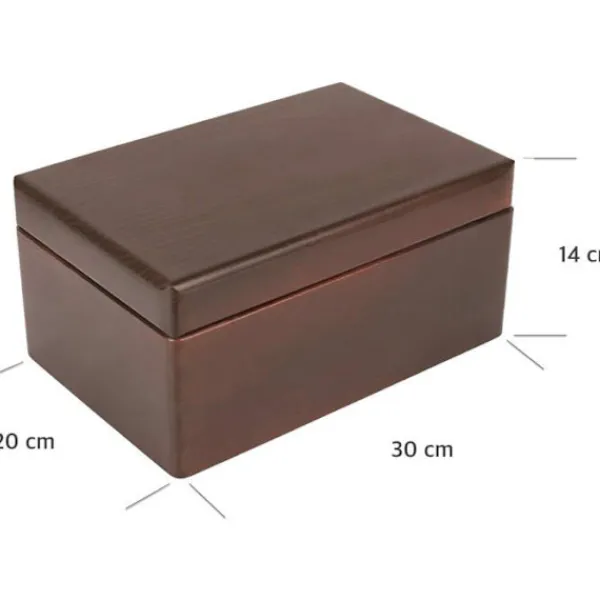 CREATIVE DECO Kistor & Koffertar>Brun träförvaringslåda - 30 x 20 x 14 cm - med lock - Box Crate Trunk Coff