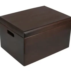 CREATIVE DECO Kistor & Koffertar>träförvaringslåda att dekorera - - XXL - 40 x 30 x 24 cm - med lock och handtag