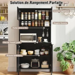 COSTWAY Sideboards>Buffé 164 CM , Laddstation, Vinställ, Buffé med Dörrar, Justerbar Hylla, för Vardagsrum Bar,