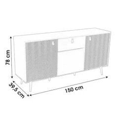 URBAN LIVING Sideboards>Buffé bas - - Arsenal - Läderhandtag - Skandinavisk och modern stil - Träutseende