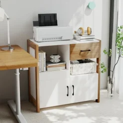 COSTWAY Sideboards>Buffé med lådor och dörrar , öppna hyllor, anti-tipp anordning, uttag för strömkabel