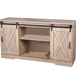 URBAN LIVING Sideboards>Bufféskåp i trä med skjutdörrar + 2 nischer "Manhattan" - - L 150 x P 39,5 x H 80 cm