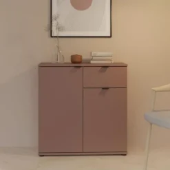 AUCUNE Byråer>Byrå - GANYMEDE - 2 dörrar - 1 låda - Terrakotta - 80,1 x 34,1 x 82,3 cm