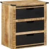 vidaXL Byråer>Byrå med 3 lådor 55x35x60 cm massivt mangoträ