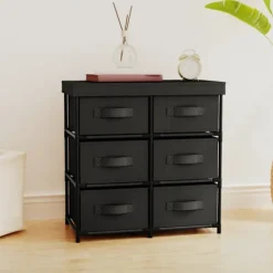 vidaXL Byråer>Byrå med 6 lådor 55x29x55 cm svart stål