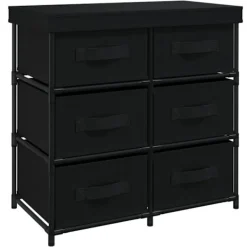 vidaXL Byråer>Byrå med 6 lådor 55x29x55 cm svart stål